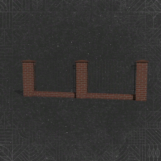 Red Brick And Metal Fence (Prefab*)