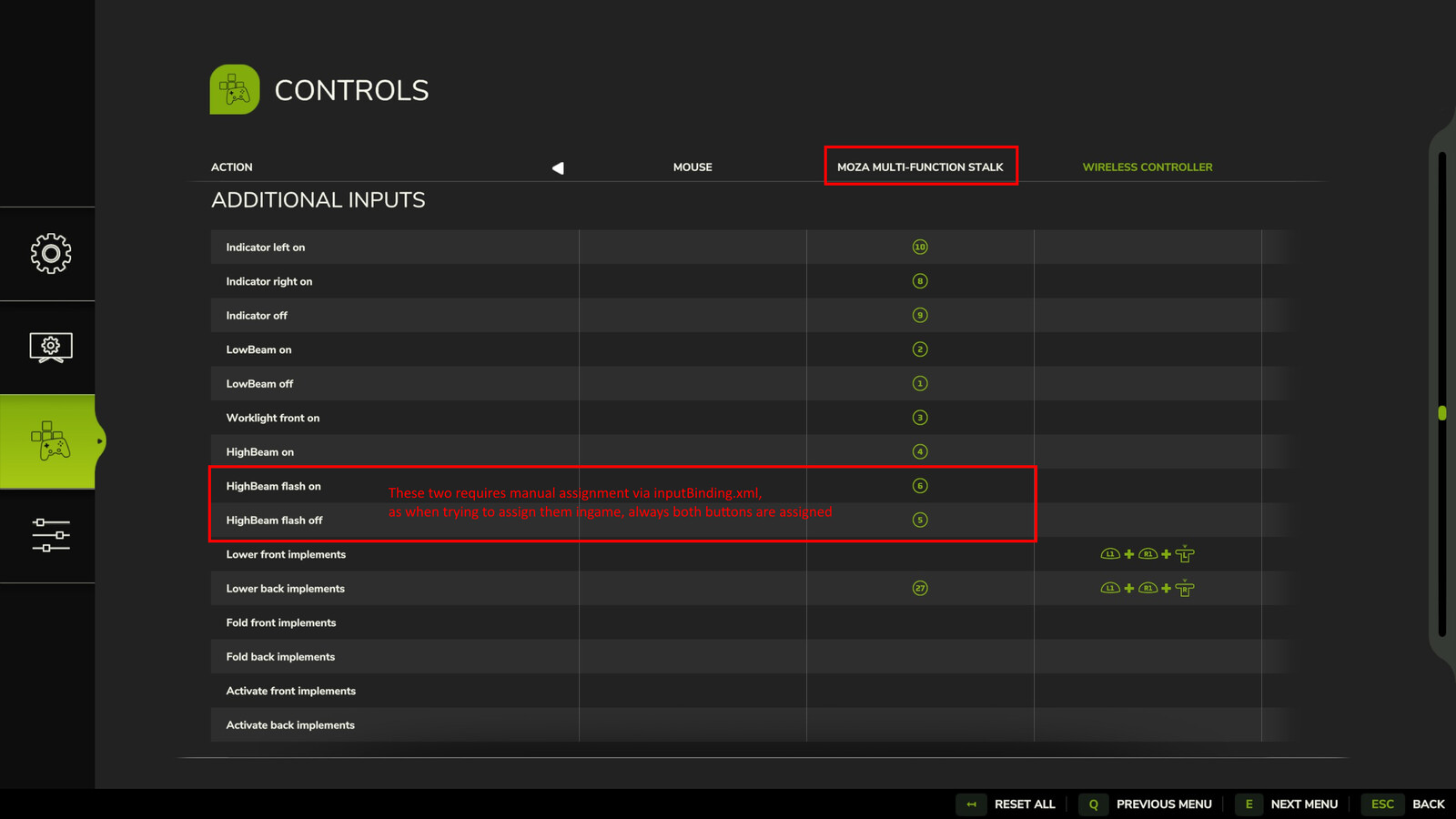 Additional Inputs