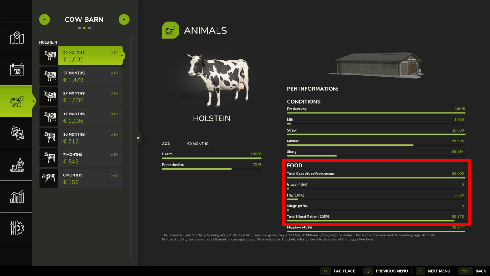 Cow Feed Order