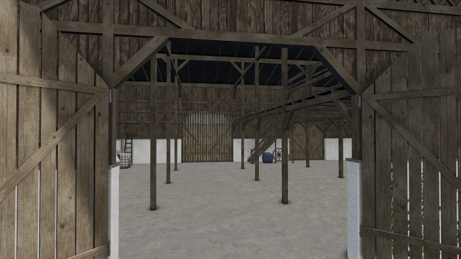 Old Wooden Bavarian Hall With Hayloft
