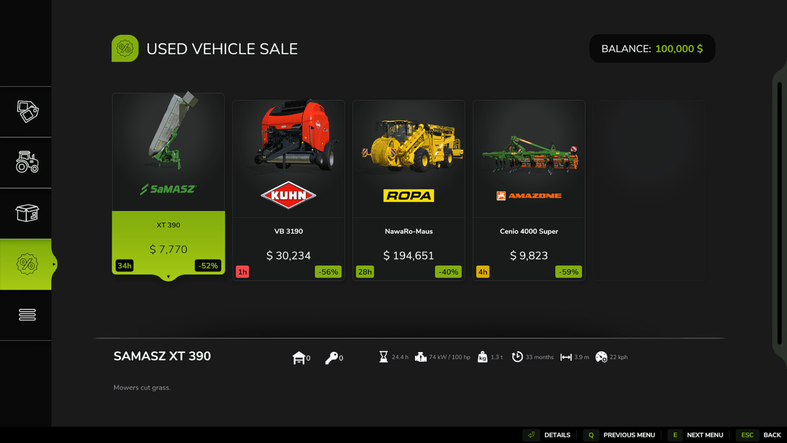 Used Sales Time Left
