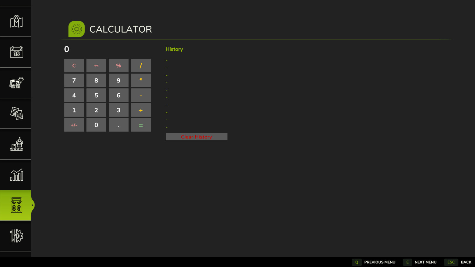 Menu Calculator
