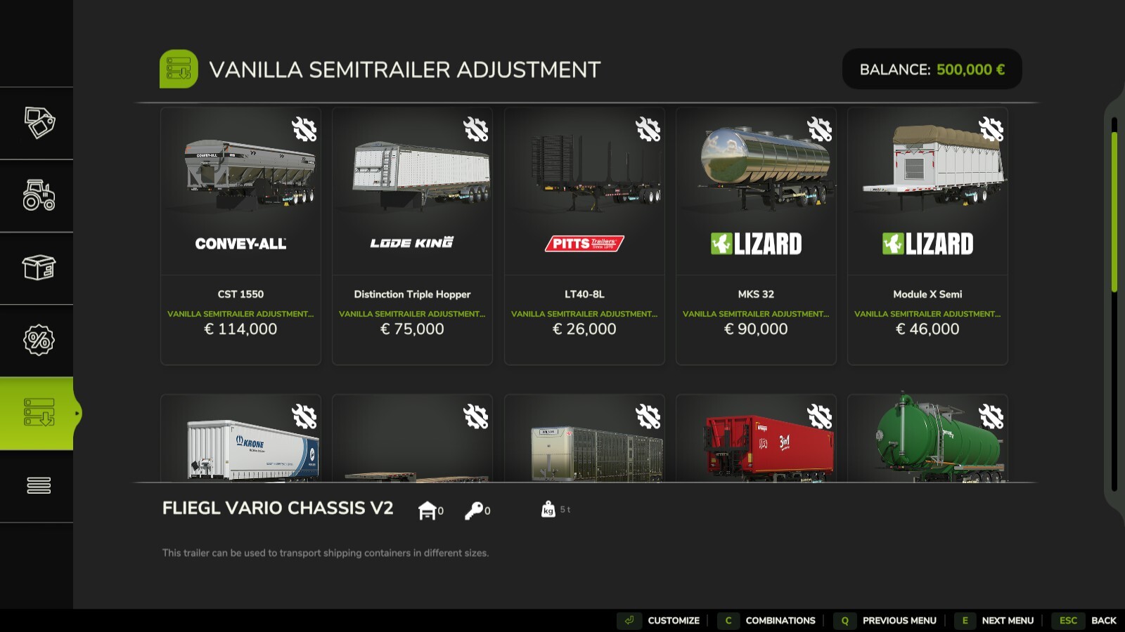 Vanilla Semitrailer Adjustment