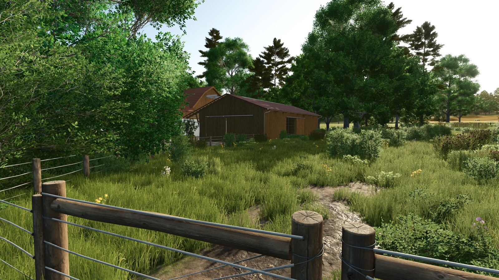 Wooden Sheepbarn With Pasture
