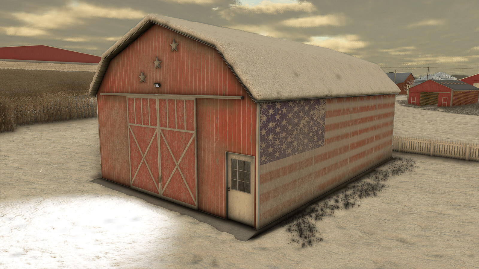 Old Barn With Flag