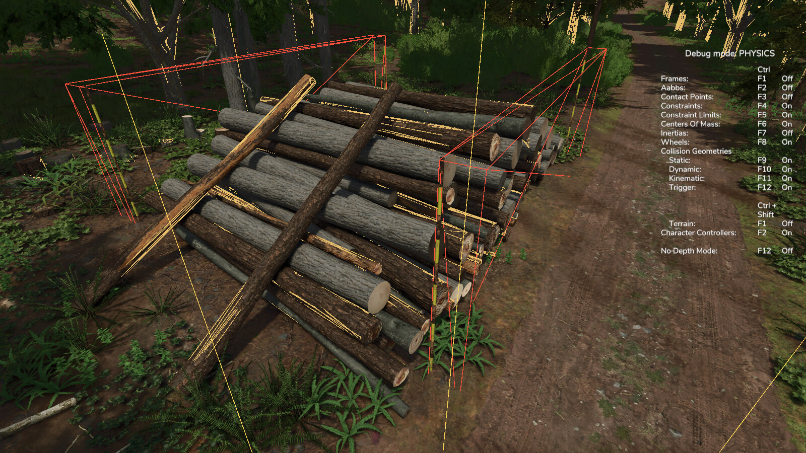 Log Piling Area With Invisible Wall