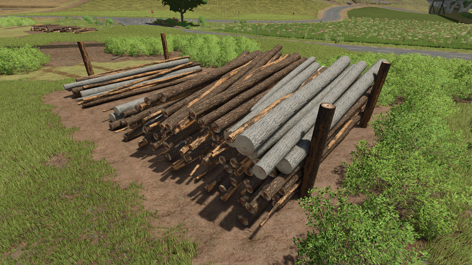 Log Piling Area With Invisible Wall